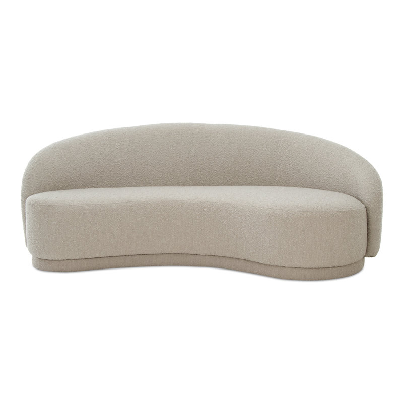 82.25" Round Arm Curved Loveseat, Maya Gray Boucle
