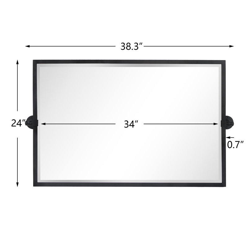 Metal Rectangle Mirror, Mattle Black, 24" x 35"