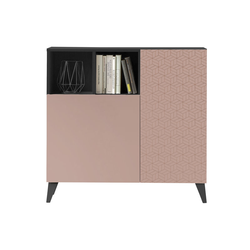 12 Pair Shoe Storage Cabinet, Jet Black/Pink