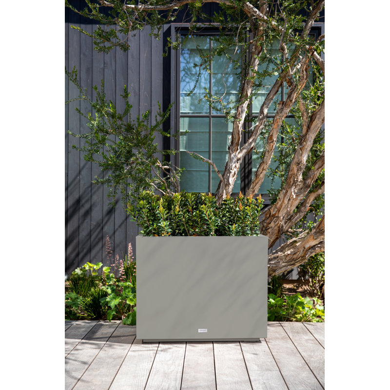 Gray Rectangular Polypropylene Outdoor Planter, 24" x 30"