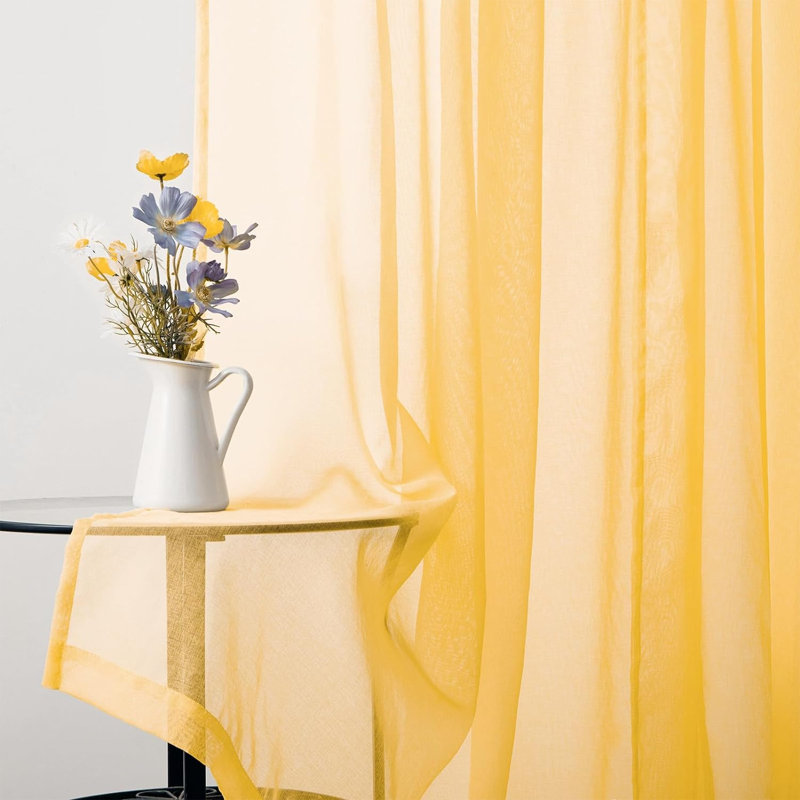 Paire de rideaux transparents avec œillets Diyon, L 54 po x L 84 po, Jaune