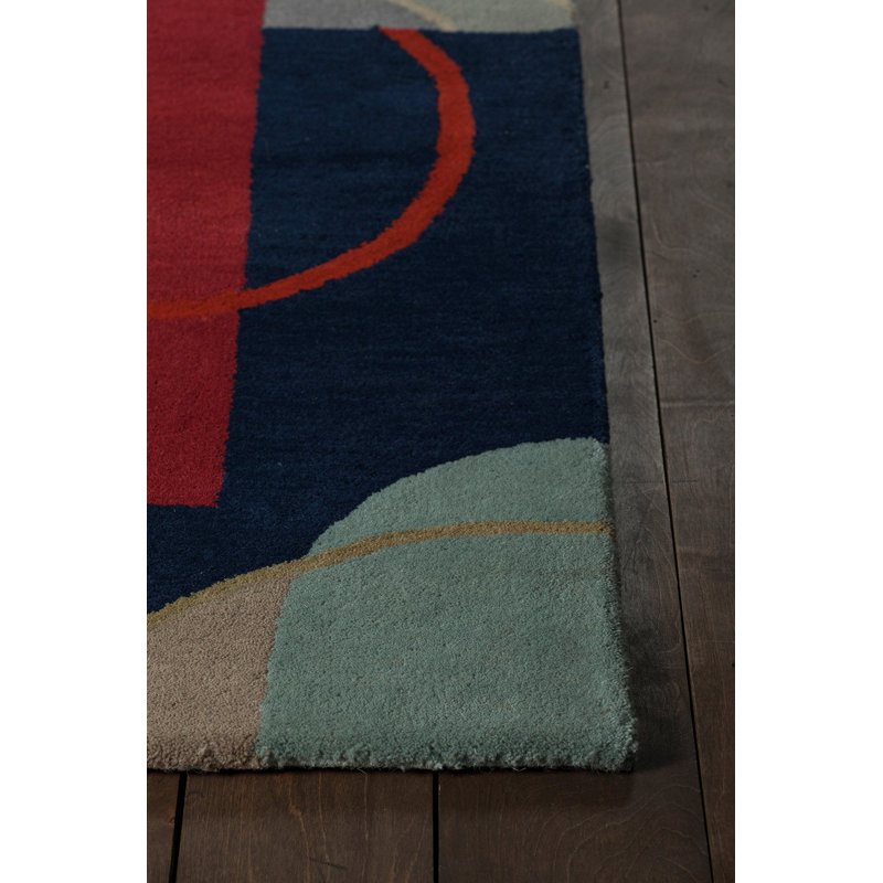Tapis de zone rouge/gris stickel, Rectangle 5 pi x 7 pi 6 po