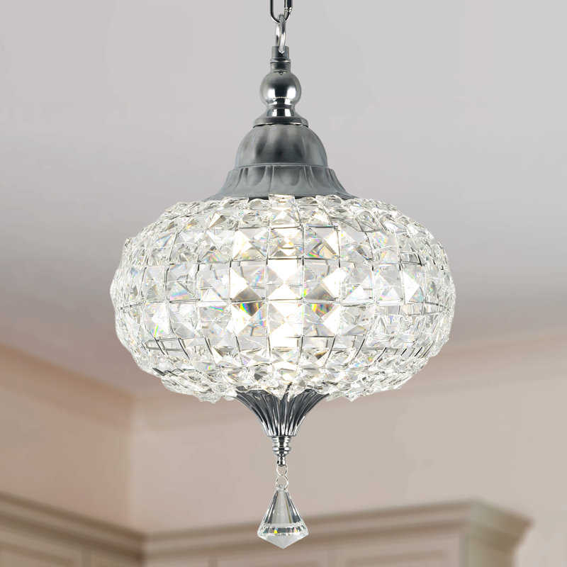 Luminaire suspendu en cristal 12 po avec chaîne à DEL à intensité variable avec chaîne de lumière réglable pour îlot de cuisine