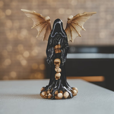 10"H Santa Muerte with Bat Wings Figurine