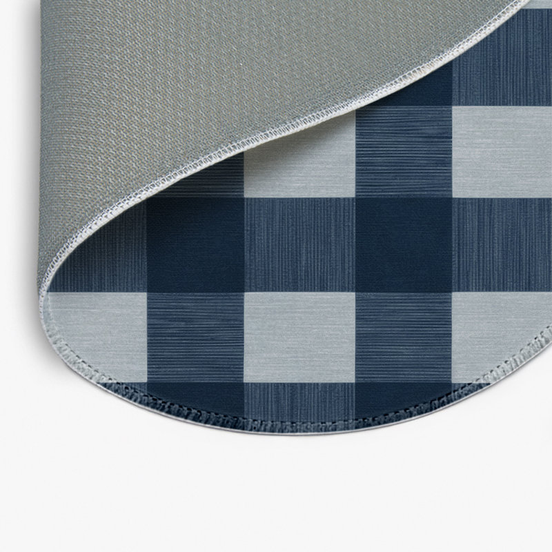 Checkered Gray Indoor and Outdoor Area Rug, Round 5'