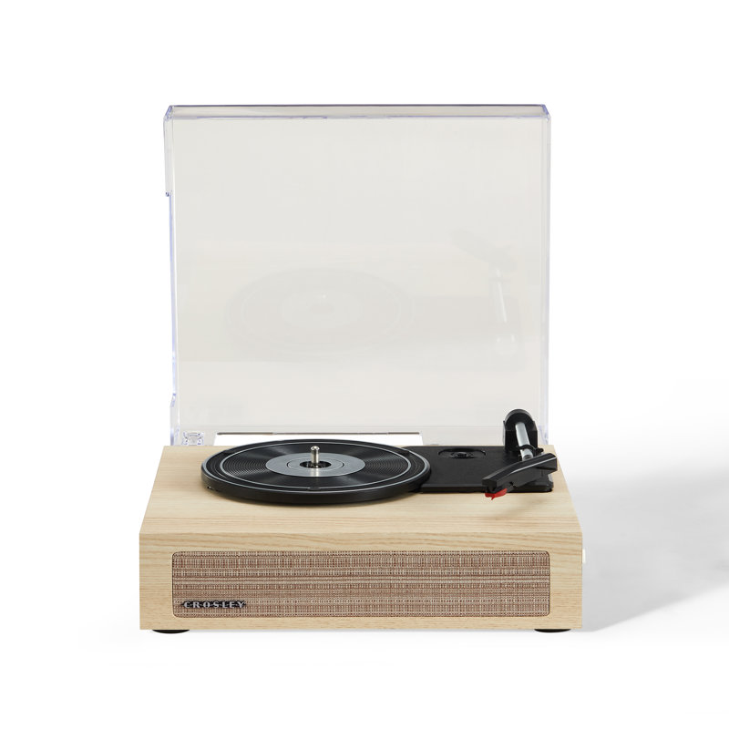 Natural Wood Portable Belt Drive Turntable with Bluetooth