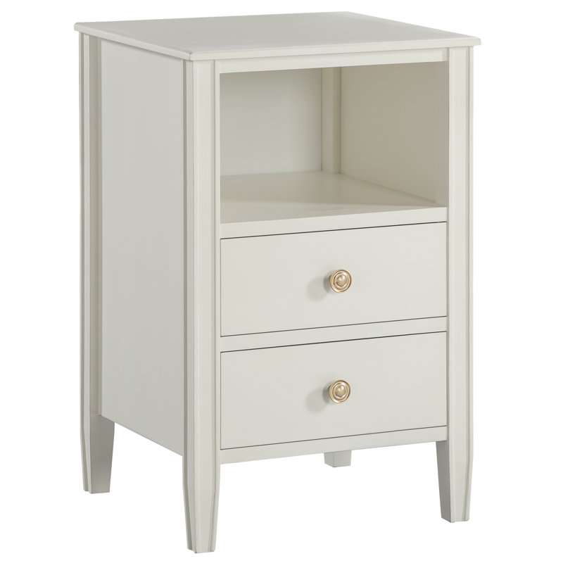 Ahouh 2-Drawer Storage Nightstand, Antique White