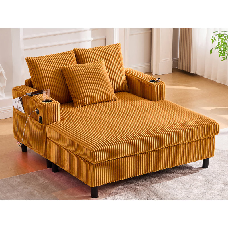 Chaise longue rembourrée 50 po, Jaune
