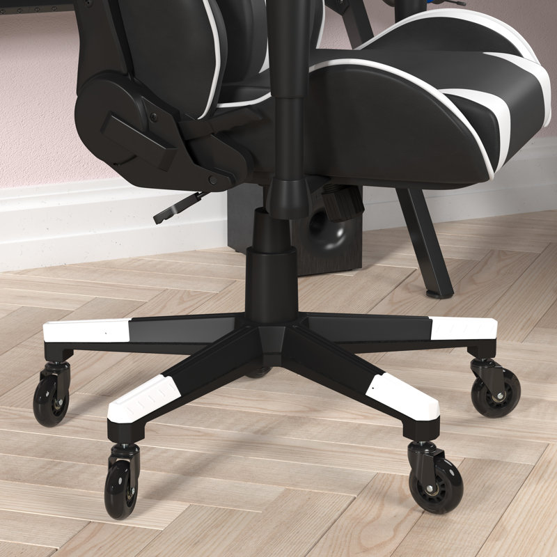 Fauteuil de jeu avec roulettes et dossier inclinable Kelig Office, Blanc