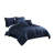 10 Piece King Polyester Comforter Set with Geometric Oblong Print, Dark Blue-2024235262