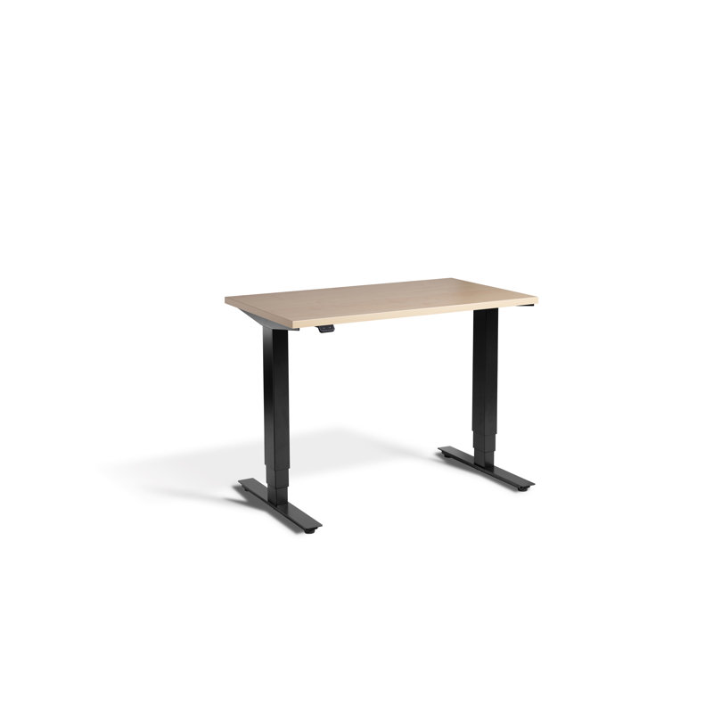 Mirano Adjustable Metal Base Standing Desk, Black, Maple