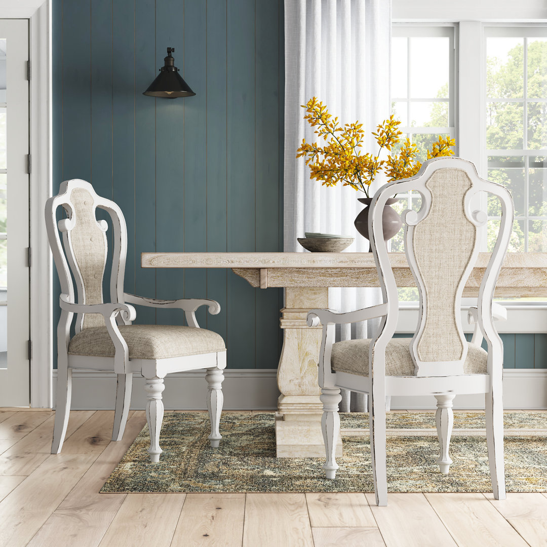 Colchester Slat Back Upholstered Arm Chair (Set of 2) Laurel Foundry Modern Farmhouse®