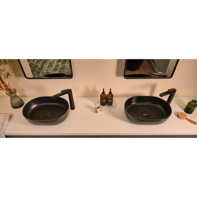 Oval Vessel Bathroom Sink, Black