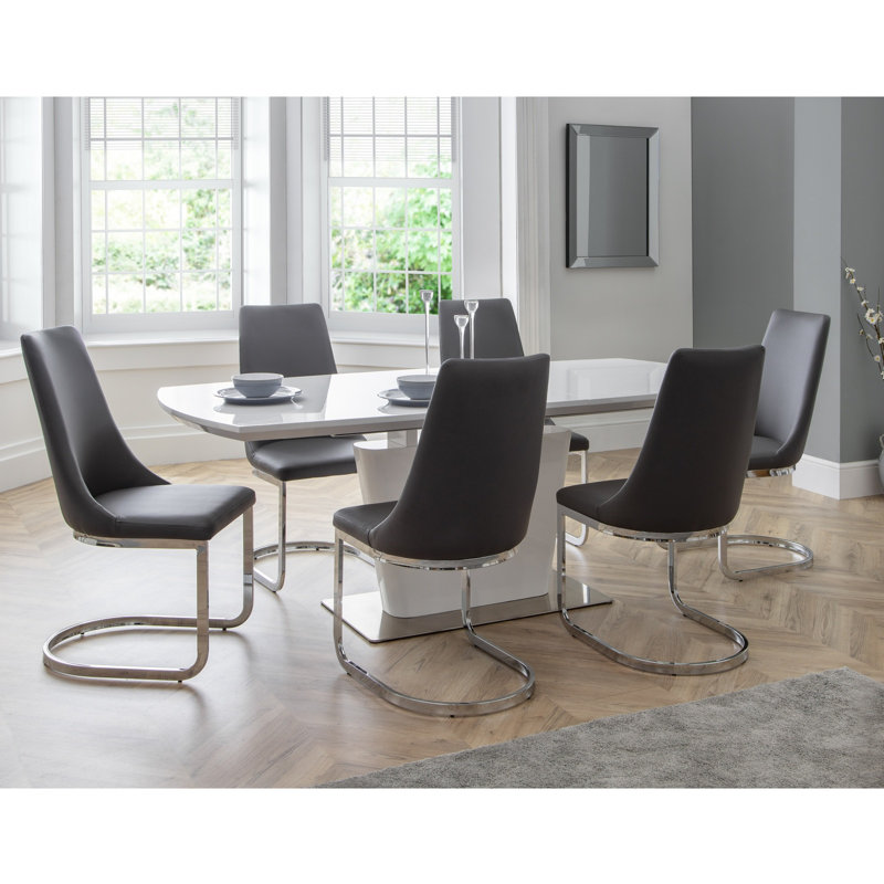 Wynnfield 47cm H Upholstered Metal Cantilever Chair in Grey