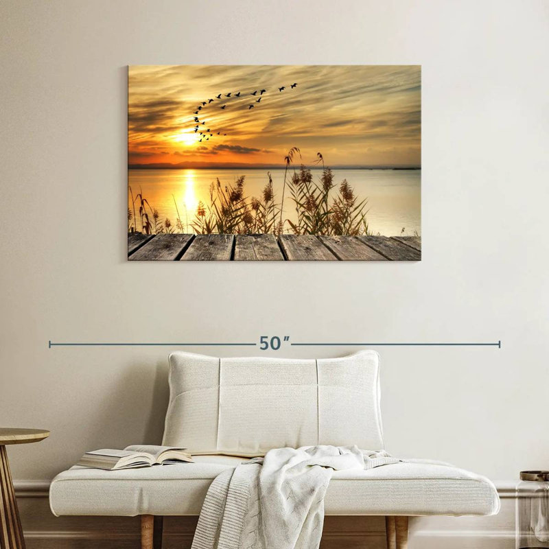 Kerrick, coucher de soleil en mer, H 26 po x l 39 po