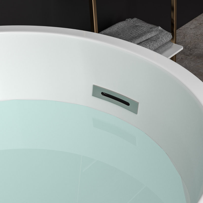 67" x 29.5" Freestanding Soaking Acrylic Single Slipper Bathtub with Reversible Drain