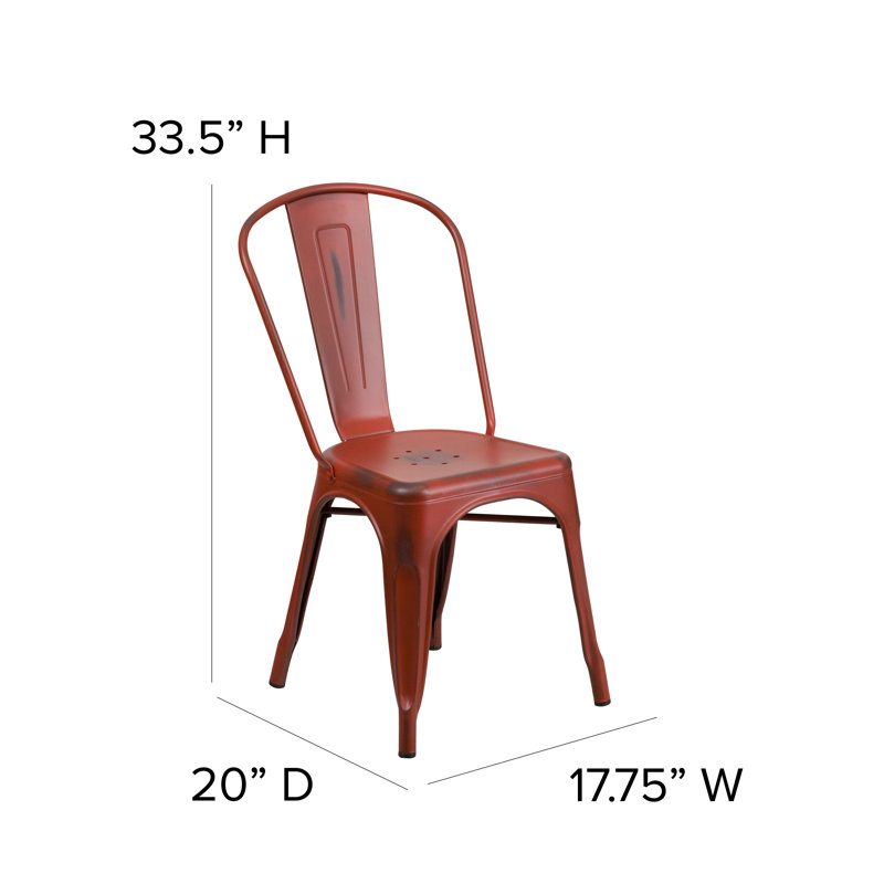 Chaise empilable Dickens, Rouge Kelly vieilli
