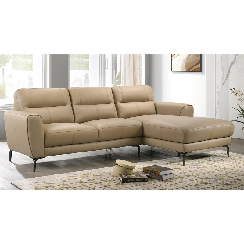 Ensemble de canapé modulaire en cuir taupe 2 pièces, Cuir véritable taupe
