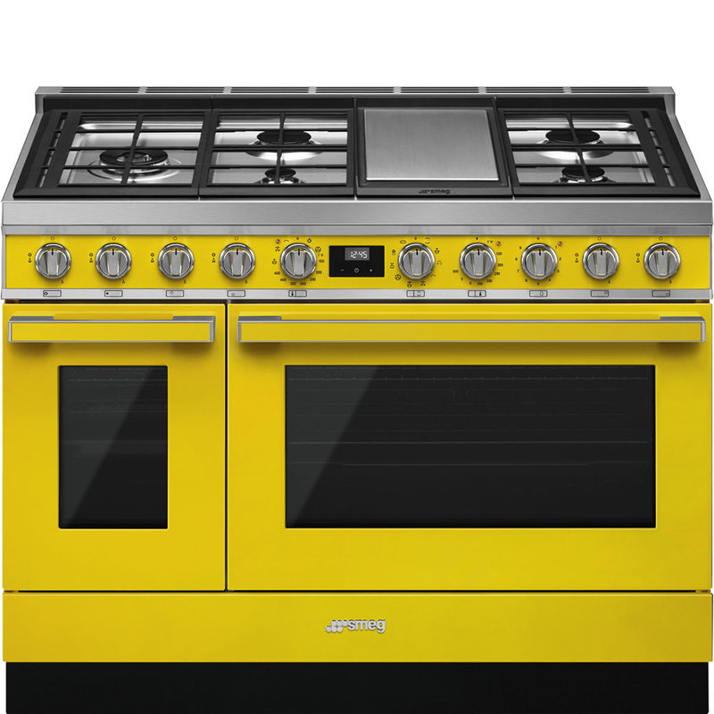 SMEG Portofino 48" 5.9 cu ft. Freestanding Dual Fuel Range, Yellow