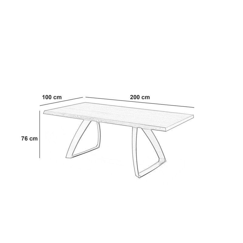 Arveen Oak Rectangular Wood Top Dining Table, 76cm H x 100cm W x 200cm L