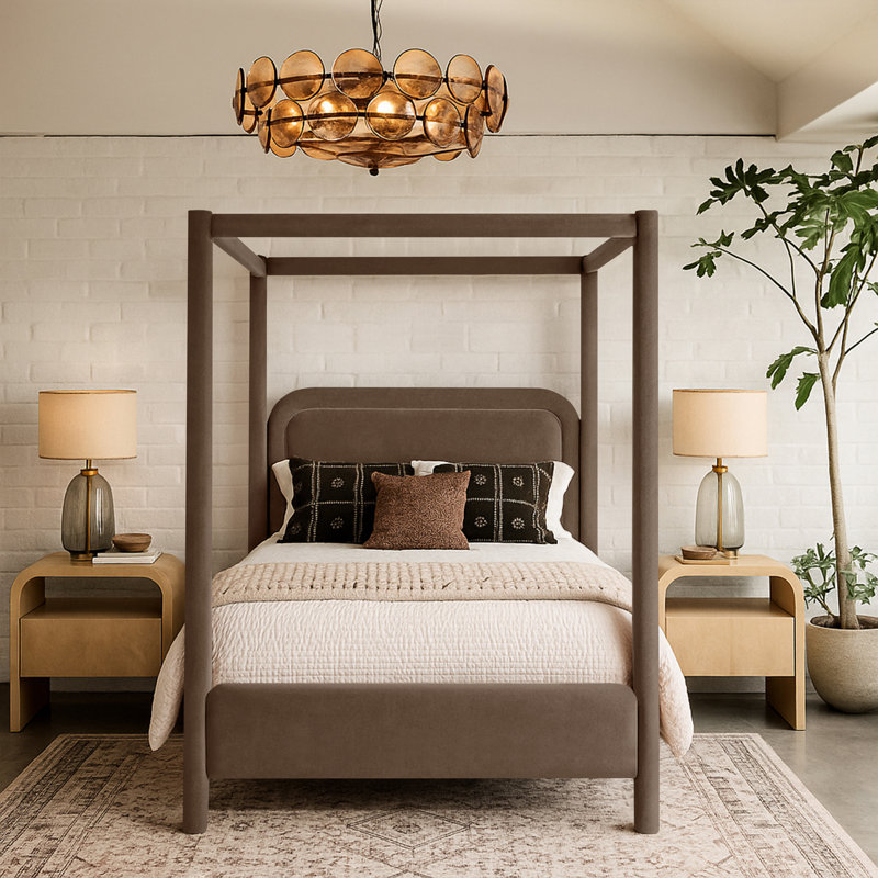 Lit tapissier Salina, Grand, Velours brun