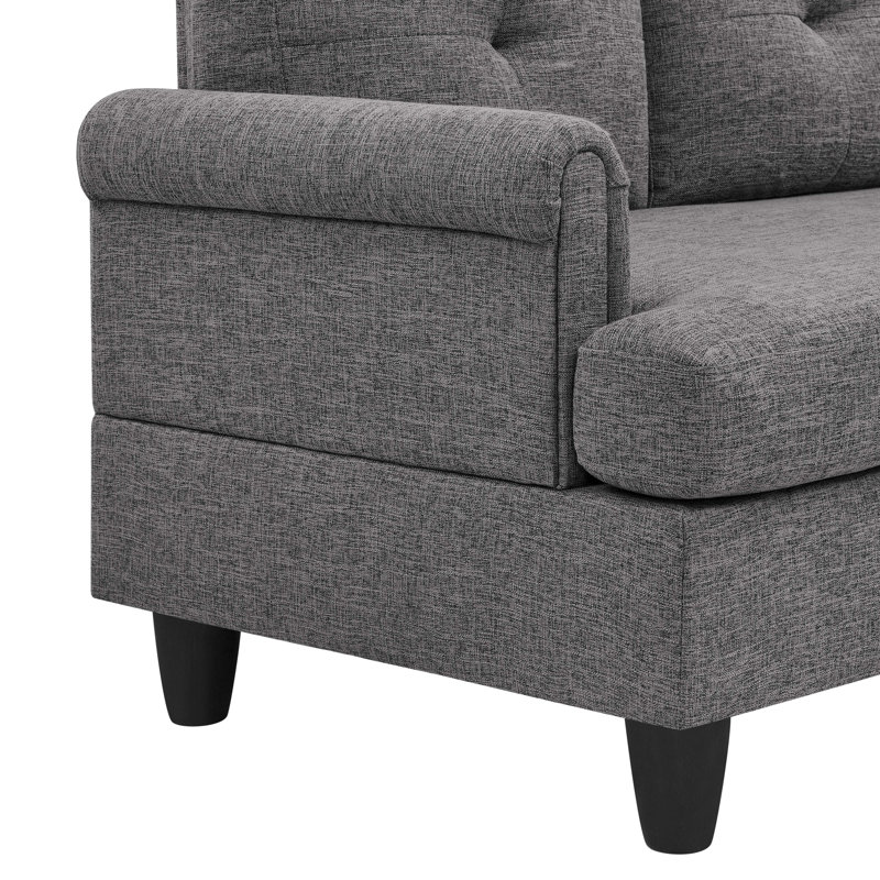 Upholstered Sectional - 2 Piece Set, Gray Polyester