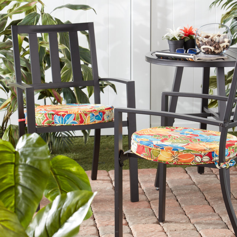 Outdoor Round Dining Chair Seat Pad, Aloha Red
