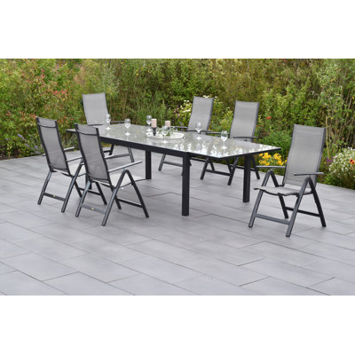 Mariah 6 - Person Patio Dining Set with Extendable Rectangular Table