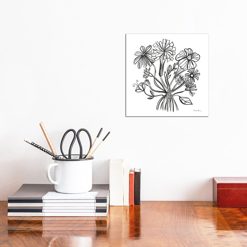 Wild Flowers Line II by Farida Zaman - Wrapped Canvas Painting, 30.48 cm H x 30.48 cm W