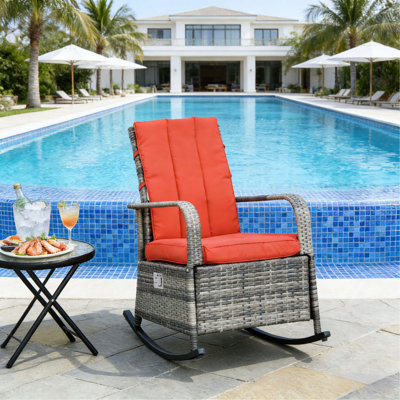 Outdoor Rocking Rattan Recliner,Rocker Chair