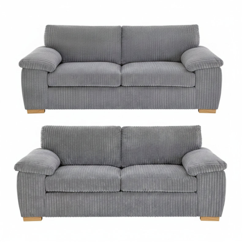 5 Seater Corduroy Sofa, Grey