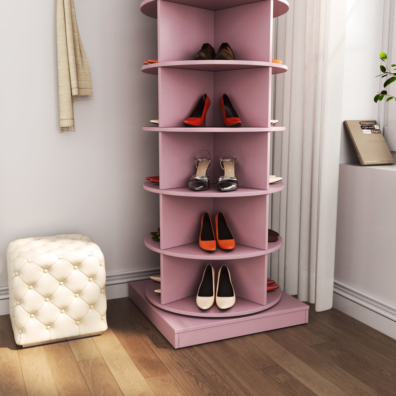 360 Rotating Pink Shoe Study Desk - 6 Layers, Space Saving Assortment, Holds 24 Pairs, Suited For Learning Areas, Simple Assembly Item, Fashionable Style Element Dressing Table Option, Stores Family