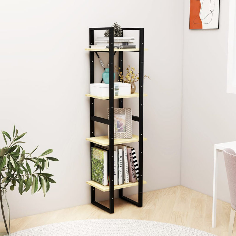 Bibliothèque vidaXL Bibliothèque en bois de pin massif et métal, H 55,1 po x l 15,7 po x P 11,8 po, Marron clair