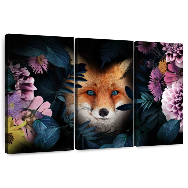 Brampt Floral Red Fox, 36" H x 57" W