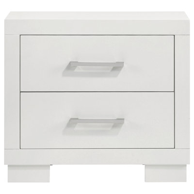 2-Drawer Rectangular Nightstand With Bar Handle Pulls