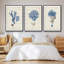 Corail antique en bleu marine, ensemble de 3 pièces encadrées sur toile-97760011-97760004