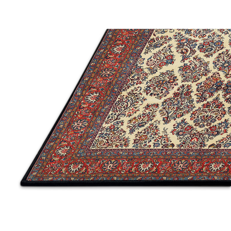 Tapis traditionnel beige / rouge Dhekelia, Rectangle 2 pi x 4 pi