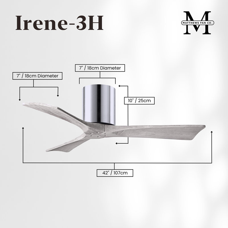 Ventilateur de plafond à 3 pales Olivier, Chrome poli, Ton bois de grange, 42"