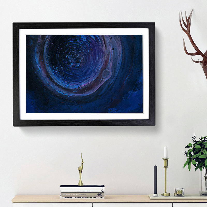 Harmony of the Night in Abstract - Picture Frame Painting Print, Black Framed, 48cm H x 65cm W x 2cm D