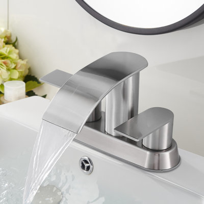 Centerset 2-handle Bathroom Faucet with Drain Assembly 