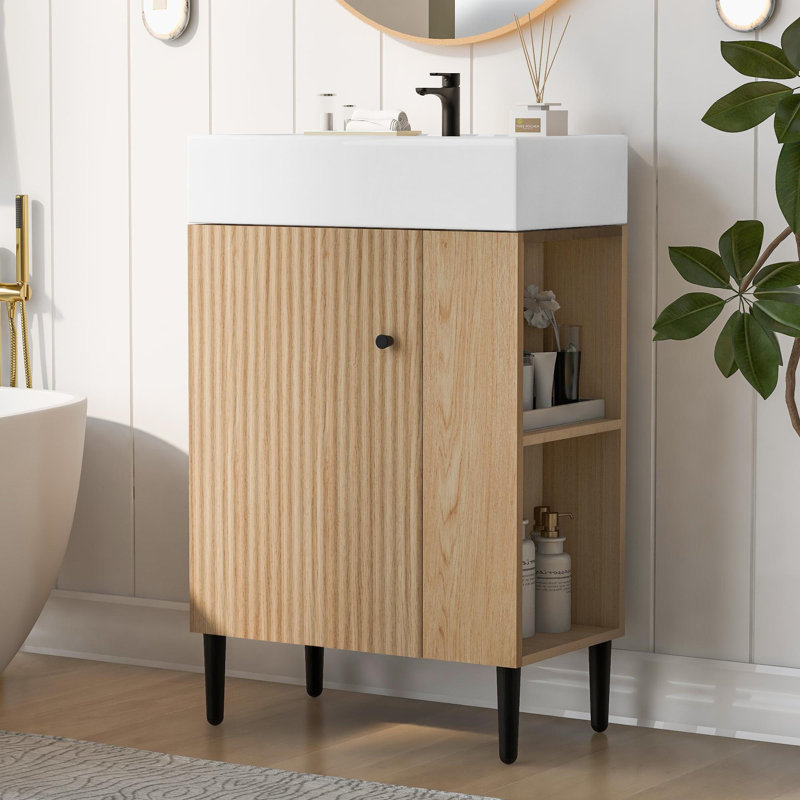 Meuble-lavabo en bois 21,6 po, Bois, Noir