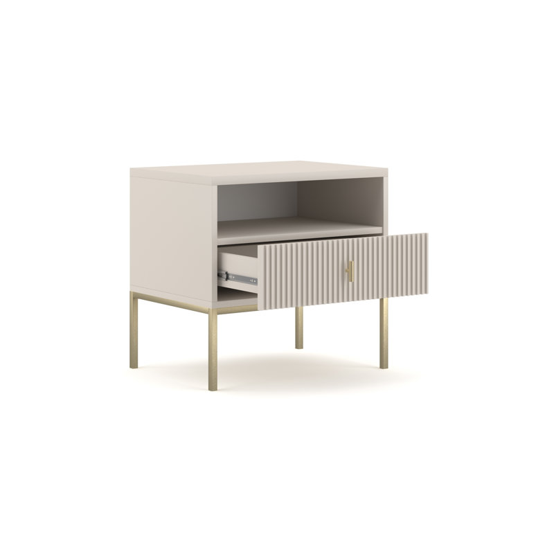 54cm W Bedside Table, Cashmere/Gold