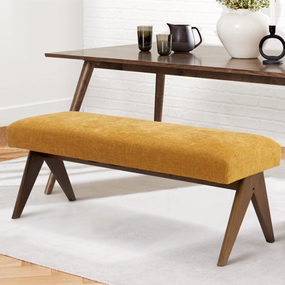 45.5" Upholstered Solid Wood Leg Waterfall Bench