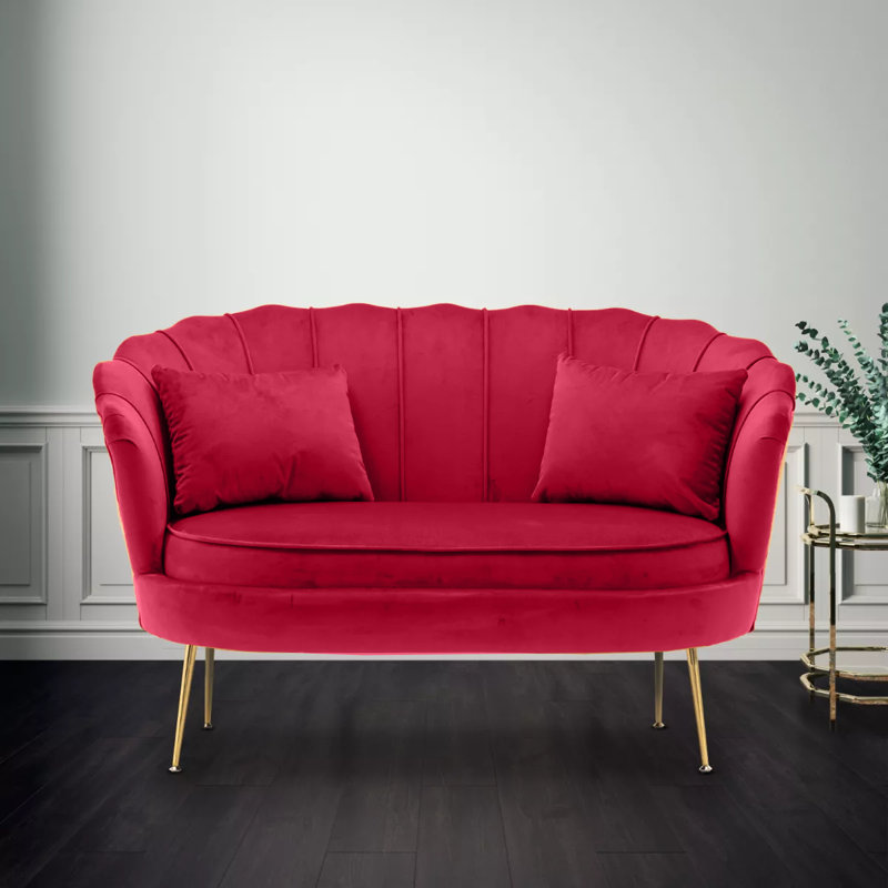 Carney 2 Seater Loveseat Sofa, Raspberry Red