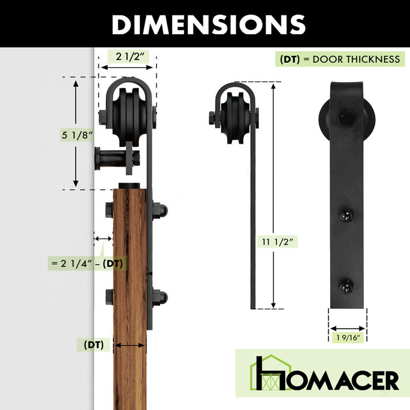Black Rustic Classic Design Roller Set For One Door（Track Not Included)