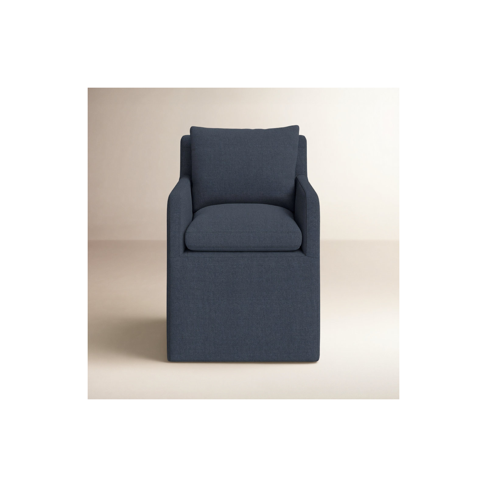 Alayaa Upholstered Arm Chair, Effie Indigo Performance Linen