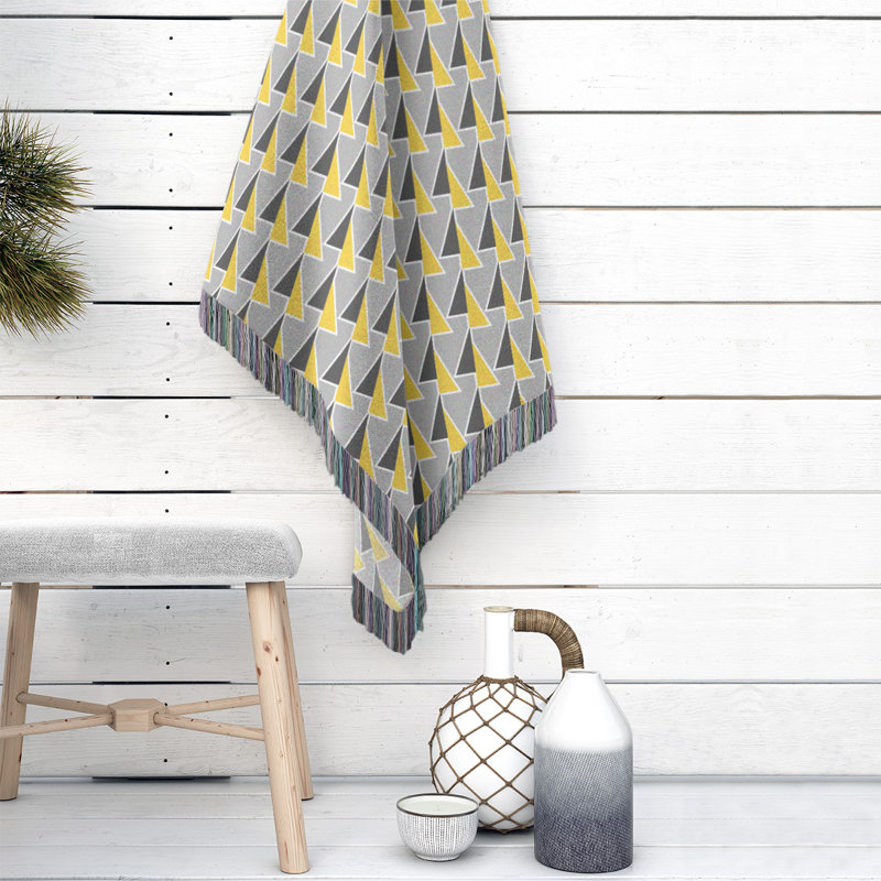 Couverture en coton tissé à flèches changeante, l 37 po x L 52 po, Jaune