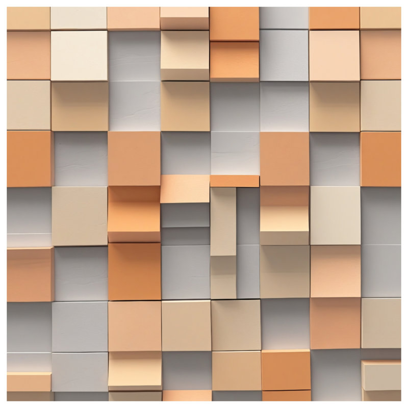 Beige Orange Squares Blankets, 60in W x 80in H