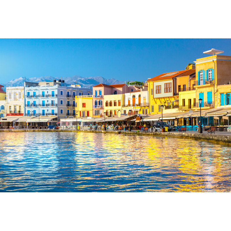 Old Port Of Chania, Greece. by Aleh Varanishcha - Wrapped Canvas Print, 30cm H x 46cm W