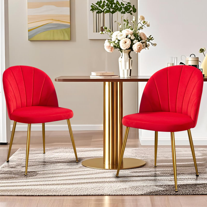 Chaise d'appoint empilable en velours, Rouge